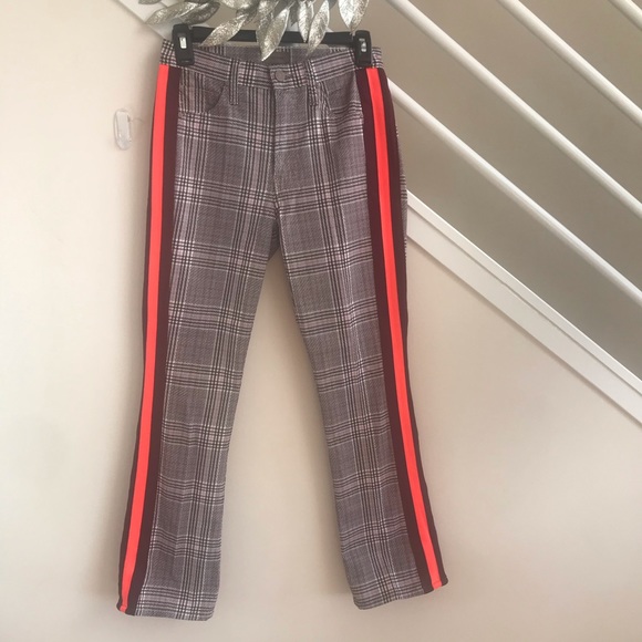 Mother The Insider Plaid Stripe Retro Ankle Pants Plum Pink Brown Orange 24 NWT - Picture 8 of 16
